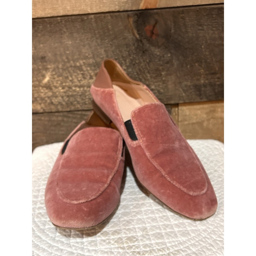 J Crew Women's Pink Velvet Slip-On Loafers Size 6